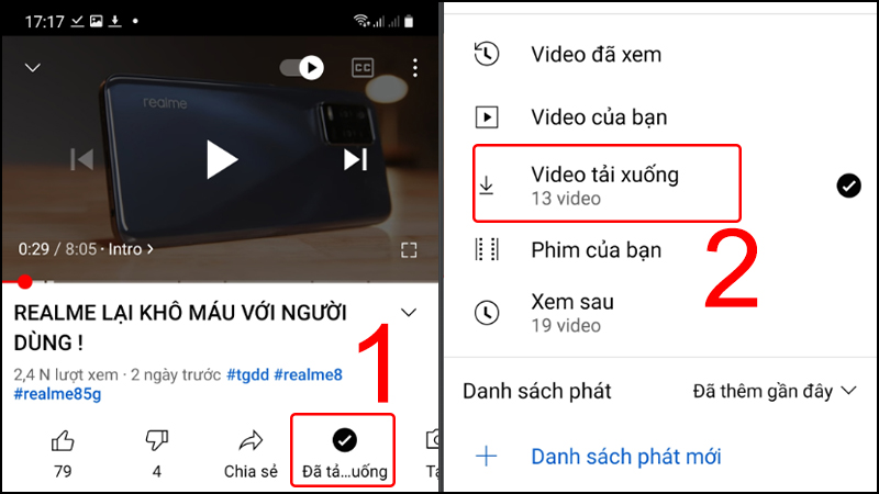 Tải video và xem lại video đã tải xuống